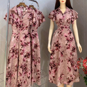 Vestido flor mujer largo dama seda mango vestido largo moda 2023 Casual precio razonable gasa Casual lavable personalizar - Product Image 4