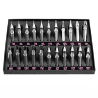 Vente chaude 22 pièces/ensemble Kit de pointe de buse de tatouage tatouage en acier inoxydable pointes d'aiguille réutilisable bobine de tatouage Machine ensemble de pointe d'aiguille