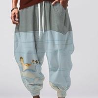 Pantalons de jogging pour hommes, design personnalisé OEM, travail en extérieur, poches, pantalon large, entrejambe tombant, uni