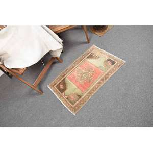 Alfombra turca Vintage estilo bohemio Beige rojo Patchwork diseño clásico área grande 1,7 X 2.7ft látex de lana para decoración de habitación de pasillo - Product Image 3