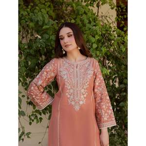 Chemise en tissu lawn brodée de sequins, 2 pièces, manches 3/4 - BIC-238 - Product Image 5