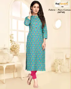 Rajnandini India best seller for the women kurti with high quality trendy printed kurta with work in Jaipuri prints