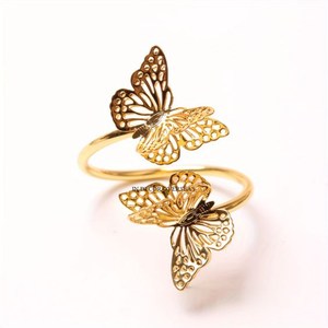 Meilleures ventes, anneaux de serviette de luxe de haute qualité, plaqués or, métal de qualité supérieure, aspect attrayant, papillons, design de mariage - Product Image 1
