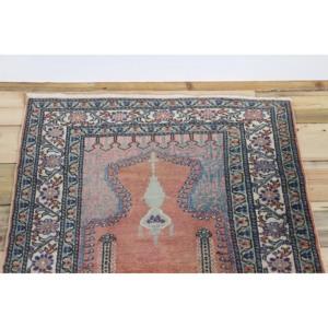 Tapis vintage 2,8 x 4,4 pieds, petit tapis turc, tapis en laine à motifs floraux orange et vert - Product Image 4