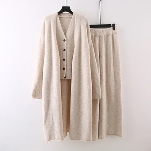 Conjunto de tres piezas para mujer, suéter de longitud media, abrigo con chaleco informal, traje de pierna ancha, ropa nueva de primavera 2025 - Product Image 1