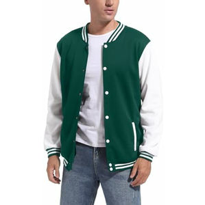 Diseño personalizado de moda transpirable verde y blanco mangas hombres Varsity chaquetas de béisbol personalizado Letterman Varsity chaqueta 2025 - Product Image 1