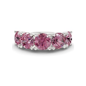 Elegante Anillo Redondo con Diamante Cultivado en Laboratorio de Color Púrpura, 0.50 Ct Tw, Oro Sólido de 14K, Claridad VS, 5 Diamantes, Tono Púrpura Intenso, Estilo Real - Product Image 2