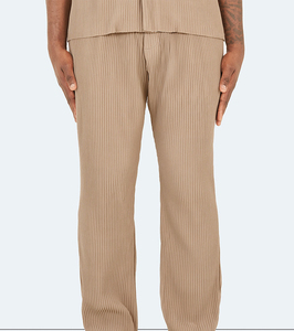 Pantalones plisados de pierna ancha personalizados de alta calidad al por mayor, ropa de calle para hombre, pantalones plisados informales holgados de algodón y lana - Product Image 1