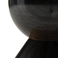Mesa de Comedor de Diseño Escultural Negra con Atractiva Bola de Mármol Redonda en el Centro y Tapa Redonda, Nueva Mesa de Comedor Moderna de Madera