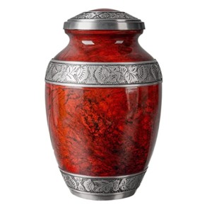 Venta al por mayor de alta calidad de mármol rojo de aluminio clásico urnas de cremación indio hecho a mano de metal urnas funerarias - Product Image 1