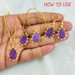 Colgante tallado de piedras preciosas de amatista, bisel de oro Vermeil, tallado de flores, abalorios en forma de pera, hallazgo de joyería - Product Image 2