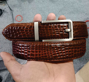 Ceintures en cuir de vachette pour hommes, décontractées, avec boucle carrée, unisexes, couleur unie, classiques, boucle en laiton massif, imperméables - Product Image 1