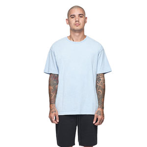 Camiseta de hombre antiarrugas pesada de gran tamaño lavada con ácido con logotipo personalizado 100% algodón estilo callejero liso con patrón sólido estilo largo - Product Image 3