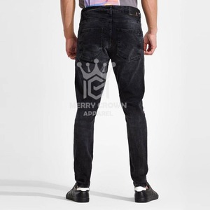 Nueva moda invierno oscuro transpirable ecológico recto ajuste Casual sólido pantalones de mezclilla para hombres 100% algodón de alta calidad - Product Image 3