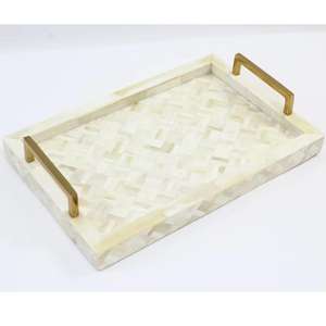 Plateau de service en incrustation d'os écologique fait à la main avec poignée Design personnalisé pour les cadeaux décoratifs pour la maison Nouvelle arrivée - Product Image 2