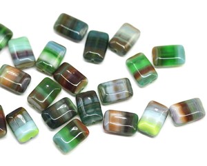 Elegante bosque fusión Rectangular cuentas de cristal checo verde oscuro y Rojo tonos mezclados venta al por mayor suministro a granel cuentas de cristal de Murano - Product Image 4