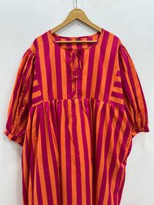 เดรสผ้าฝ้ายพิมพ์ลายลำลองสำหรับฤดูร้อน คุณภาพดี เป็นมิตรกับสิ่งแวดล้อม เอวธรรมชาติ แต่งพู่ เหมาะสำหรับงานเทศกาล งานกิจกรรม กึ่งทางการ และงานสังสรรค์ - Product Image 2