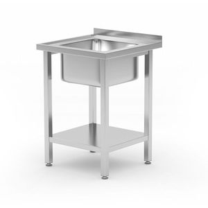 "Modern <b>Kitchen</b> <b>Sink</b> Table with Shelf 600x600x(H)850mm Centered <b>Sink</b> HENDI Brand" - Product Image 1