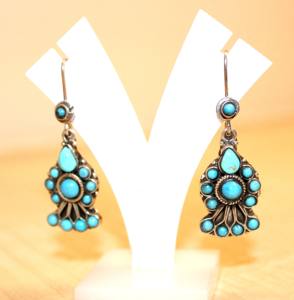 Unisex Natural hecho a mano turquesa 925 pendientes de plata esterlina forma ovalada étnica envoltura curación piedras de cristal Idea de regalo - Product Image 2