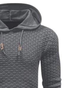 Sweat-shirt à capuche personnalisé pour homme, gris anthracite texturé, manches longues, décontracté, hiver, avec cordon de serrage et poignets côtelés - Product Image 2