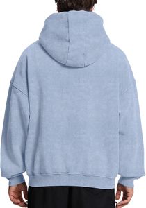 Sweat à capuche zippé décontracté pour homme, hiver, épaules tombantes, délavé à l'acide, 100% coton, 360g, respirant, col rond, uni, brodé, surdimensionné - Product Image 4