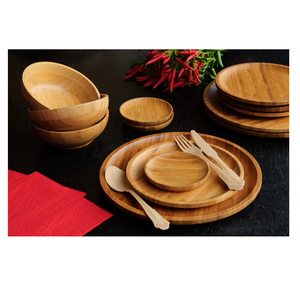 Service de table en bois de qualité standard avec ensembles de vaisselle polis naturels pour ensembles de vaisselle de dîner - Product Image 1