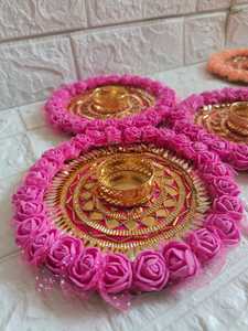 เชิงเทียนทรงกลมลายดอกไม้หลากสีแบบ rangoli ของตกแต่งกลางโต๊ะสำหรับเทศกาลดิวาลีตกแต่งงานปาร์ตี้กลางคืน - Product Image 2