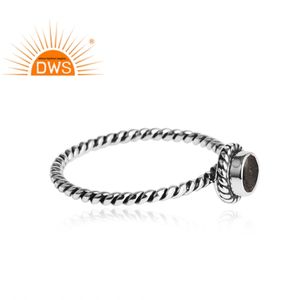 มาใหม่ออกซิไดซ์เงินสเตอร์ลิงอัญมณีสีดำธรรมชาติแหวนวางซ้อนกันได้เครื่องประดับที่กำหนดเองสำหรับผู้หญิงของขวัญสำหรับผู้หญิงสำหรับเธอ - Product Image 3