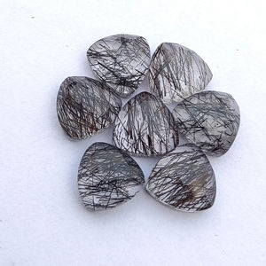 Rutilo negro natural de grado AAA, comprobador de forma de trillón, piedras preciosas sueltas con parte posterior plana, tamaños personalizados disponibles, venta al por mayor calibrado - Product Image 1