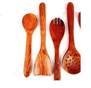 <b>Wooden</b> Kitchen <b>Utensils</b> Salad Server Set Natural with 2 Turners 6-Piece Sustainable Handmade <b>Utensils</b> - Product Image 4
