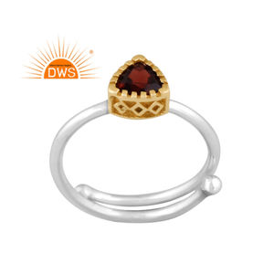 แหวนเรียงซ้อนโกเมนธรรมชาติทำด้วยมือแหวน925ชั้นดีดีไซน์จากผู้ผลิตเครื่องประดับ - Product Image 1