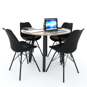 Mesa de Conferencia Redonda Minimalista BH68002 con Tablero de Madera Contrachapada Recubierta de Melamina y Patas Cuadradas de Hierro para Muebles de Oficina y Salas de Conferencia - Product Image 4