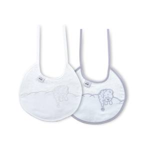 Paquete de 2 Baberos de Tela 100% Algodón en Gris y Blanco para Bebés y Niños - Product Image 1