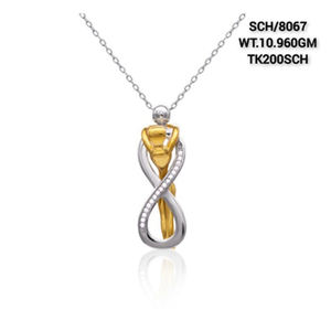 Pendentif moderne en argent massif 925 avec chaîne de 18 "Cadeau de Noël Suspendu Couple Pierre précieuse pour demoiselles d'honneur le jour du mariage - Product Image 5