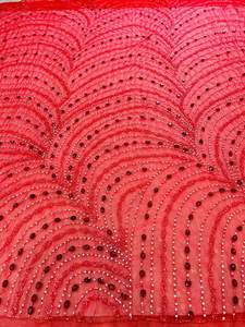 Best Price 100% Polyester Luxury <b>Beaded</b> <b>Fabric</b> Zircon Handmade Indian Supplier Woven Mesh Pattern for Girls' Anti-Static - Product Image 4