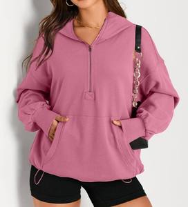 เสื้อมีฮู้ดแบบมีซิปครึ่งกระเป๋าจิงโจ้แบบกำหนดเอง - Product Image 4