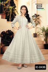 Indian Pakistani Women Wear White Readymade Anarkali Style <b>Kurtis</b> with Plus Size Available for Wedding and Casual Wear <b>Kurtis</b> - Product Image 6