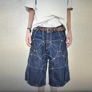 2025 ropa de calle viral a medida para hombre, pantalones cortos de carpintero, pantalones cortos holgados de moda para hombre, pantalones cortos de mezclilla de carpintero - Product Image 4