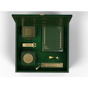 Juego de Regalo de Mubkhar de Madera y Metal Árabe de Lujo |   Quemador de Incienso de Latón Dorado con Filigrana |   Quemador de Incienso Premium Bakhoor Oud, Diseños Prisma - Product Image 3