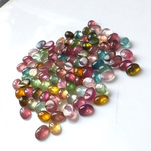Lote al por mayor de piedras preciosas cortadas con cabujón de turmalina multicolor natural de forma ovalada piedras preciosas sueltas calibradas sin tratar para - Product Image 3