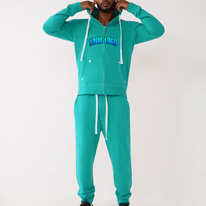 Conjunto Deportivo de Algodón Grueso con Cremallera Completa para Hombre, Marca Privada, Logotipo Personalizado, Costuras en Contraste, Ropa Casual, Conjuntos al Por Mayor - Product Image 2