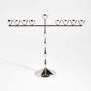 Portavelas de Metal Cromado Pulido con Cuentas - Product Image 2