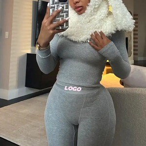 Custom Heavyweight Breathable <b>Lounge</b> Wear <b>Women's</b> Wholesale Knitted Tank Top Pant Two Piece Sets Ribbed Tracksuit 2024 Leggings - Product Image 1