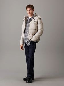 Chaqueta Acolchada con Capucha Gris Flint de Alta Calidad, Repelente al Agua, de Nailon, con Capucha Desmontable con Cordón, Puños Elásticos y Bolsillo con Cremallera - Product Image 6