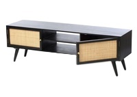 ขาตั้งทีวีหวายและไม้แบบย้อนยุค,ดีไซน์ทันสมัยมีด้ามจับสีดำทองสำหรับทีวี - Product Image 2