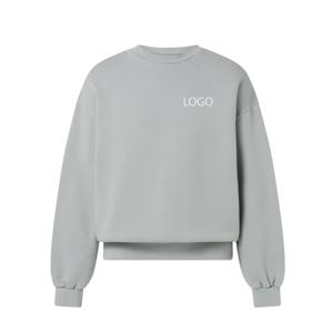 เสื้อสเวตเชิ้ตคอกลมสีเทาอ่อนสำหรับผู้ชาย สกรีนโลโก้ได้ เนื้อผ้าหนา แขนยาว สวมใส่สบาย สไตล์สตรีทแวร์ รับผลิตแบบ OEM ODM ขายส่ง - Product Image 1