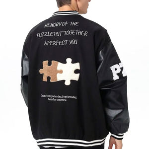 เสื้อแจ็กเก็ตเบสบอลทีมมหาวิทยาลัยของผู้ชายแบบสั่งทำพิเศษปักโลโก้ตัวอักษรคอตั้งสำหรับฤดูหนาวรวม-XS ถึง XL ขนาด - Product Image 2