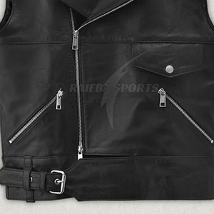 Chaleco de Cuero Casual para Hombre con Cuello Mandarín, Cálido para Invierno, Transpirable, de Alta Calidad, Personalizable con Cierre de Cremallera para Otoño - Product Image 5