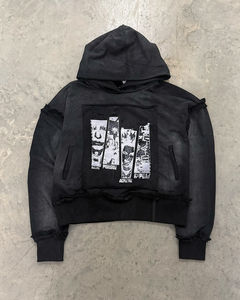 Sudadera con Capucha Personalizada para Hombre, 100% Algodón, Estilo Urbano, Holgada, Gruesa para Invierno, Lavado Ácido, Estampado Desgastado, con Logotipo - Product Image 1