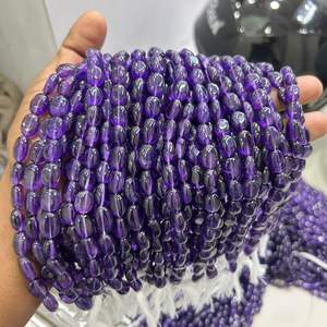 Collar de cuentas ovaladas de amatista natural Jaap Mala de 66 cm para cadena de piedra de amatista unisex - Product Image 5